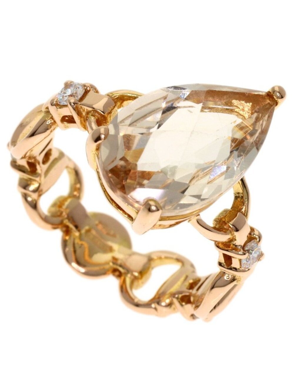 Gucci White Topaz Diamond Ring 18k Pink Gold